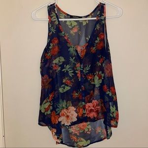 Ambiance floral mesh high-low Tank Top